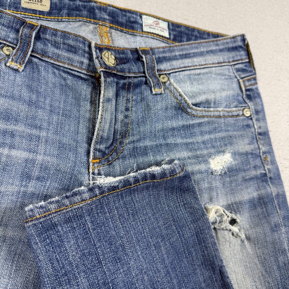 AG Adriano Goldschmied Stilt Cigarette Jeans Blue Distressed Slim Fit Womens 25R
